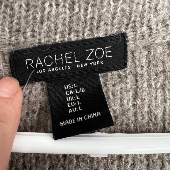 Rachel Zoe Wool Blend ColorBlock‎ Stripe Mid Length Knit Open Cardigan Brown Tan - Picture 13 of 15